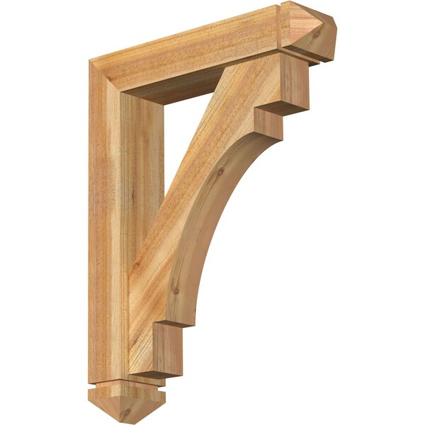 Ekena Millwork Merced Arts and Crafts Rough Sawn Bracket w/ Offset Brace, Western Red Cedar, 6"W x 26"D x 34"H BKT0604X26X34MRC03RWR - main